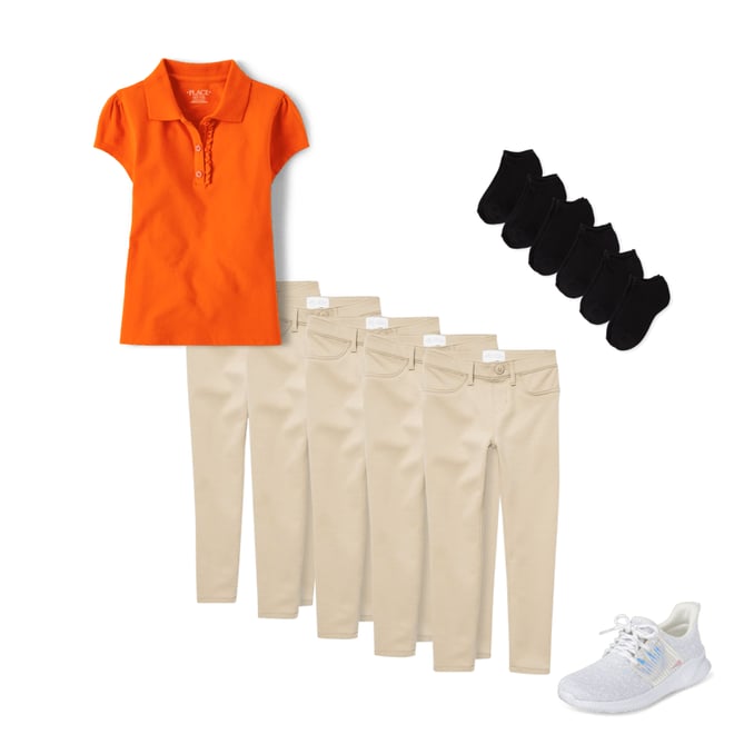 1st bundle featuring 3 items which compliment Girls Uniform Ruffle Pique Polo