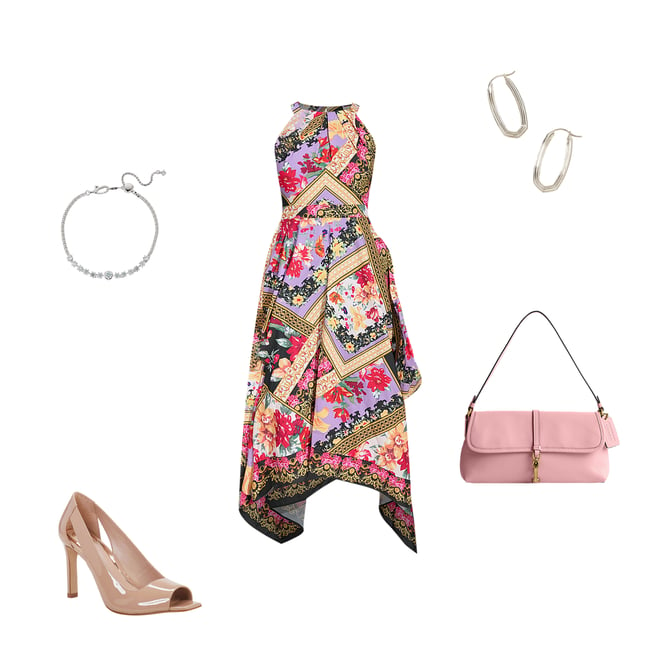 Vince camuto outlet floral handkerchief dress