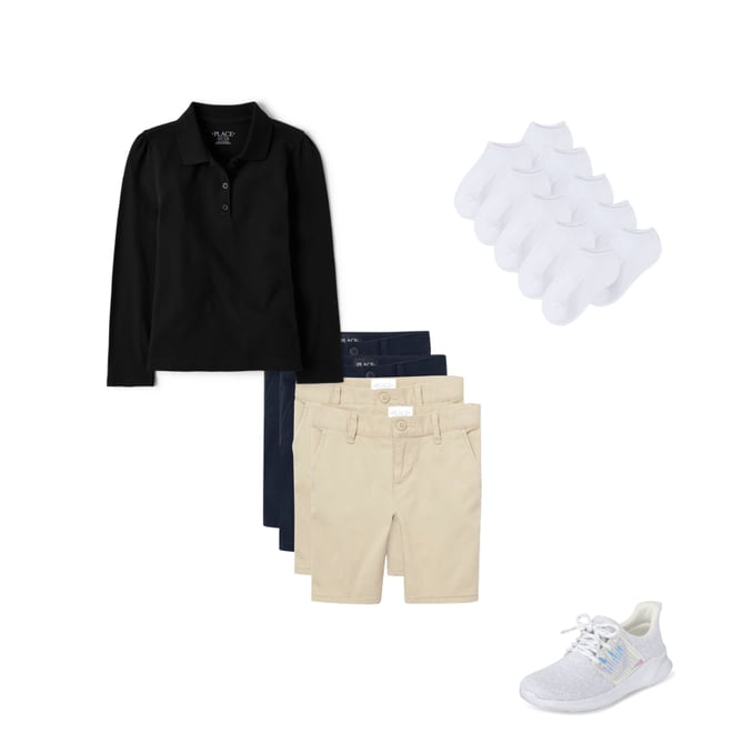 5th bundle featuring 3 items which compliment Girls Uniform Stretch Chino Shorts 4-Pack
