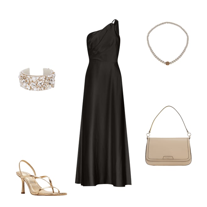 Alex Marie Camila Stretch Satin Asymmetrical One Shoulder Metal Loop Strap  A-Line Maxi Dress | Dillard's