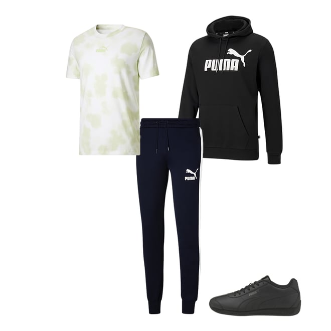 MEN'S PUMA Essential Embroidery Logo Sweat Hoodie + Matching Pants  Tracksuits