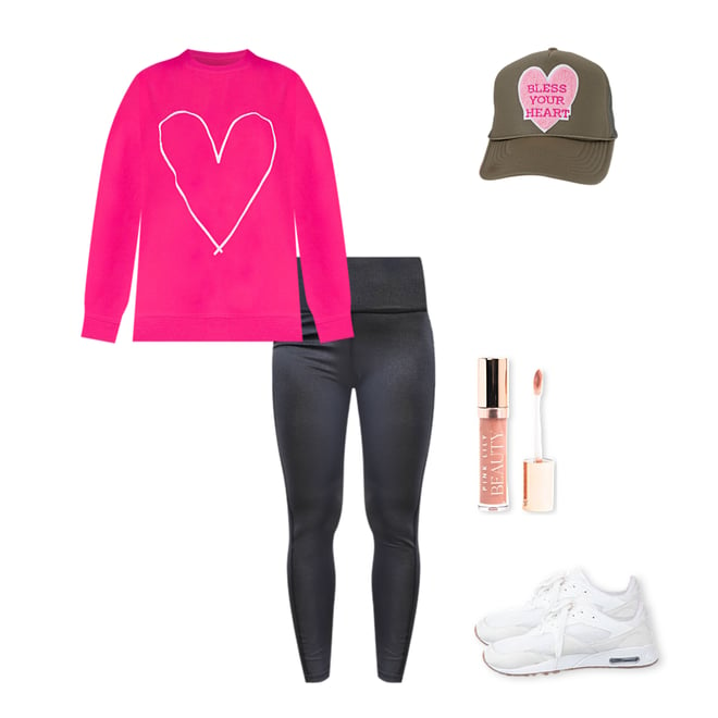 Heart Outline Hot Pink Oversized Graphic Sweatshirt FINAL SALE