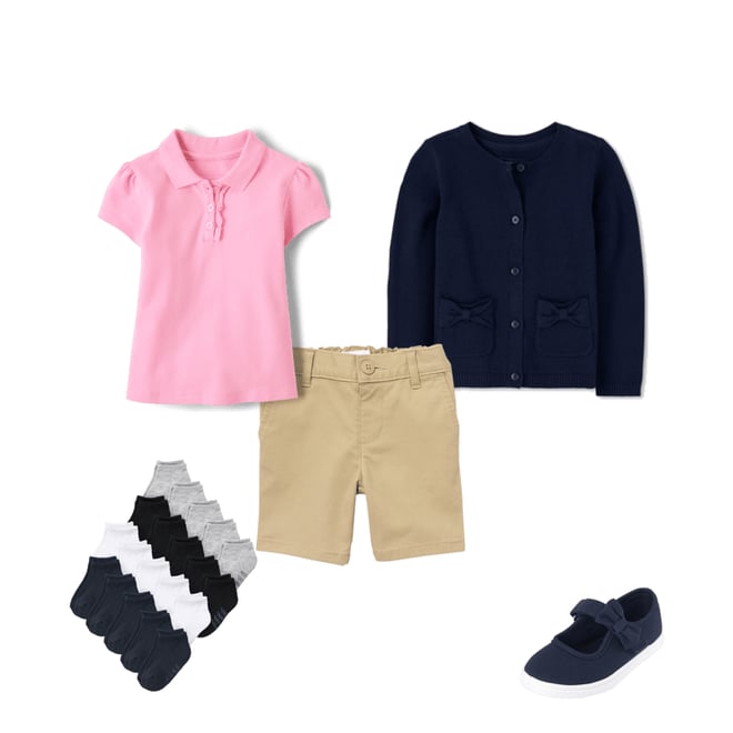 2nd bundle featuring 4 items which compliment Toddler Girls Uniform Stretch Chino Shorts