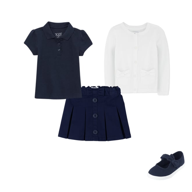 1st bundle featuring 3 items which compliment Toddler Girls Uniform Ruffle Soft Stretch Pique Polo