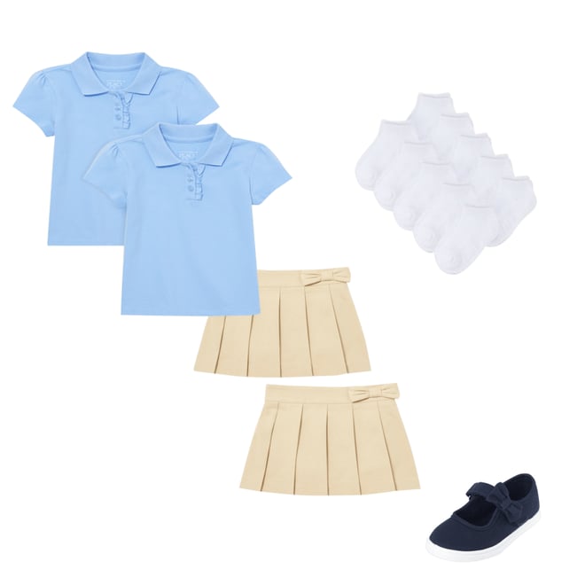 Falda pantalón plisada tejida de uniforme para niñas pequeñas, paquete de 2