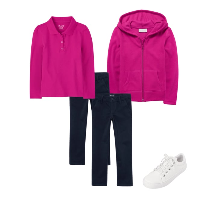 Kids Girls Unisex Plain Fleece Pink Hoodie Zip Up Style Zipper Age 2-13  Years 