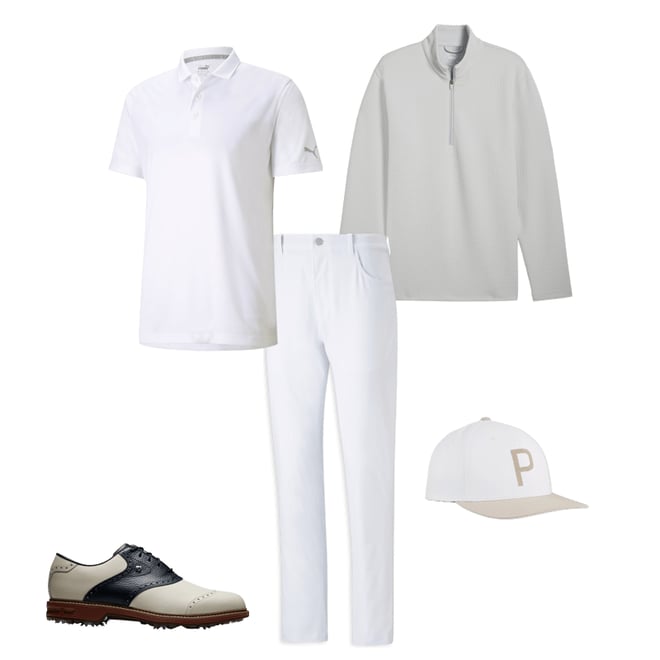 FootJoy Dryjoys Premiere Series Wilcox Golf Shoes - Cream/Navy 54350