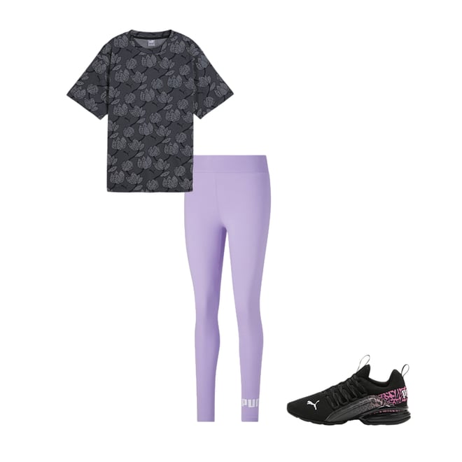 Puma Logo Lavender Athletic Training Compression Leggings Women