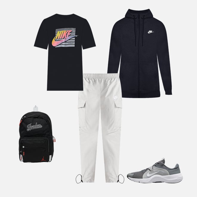 Nike Sportswear Club Fleece Full-Zip Hoodie & Joggers Set White/Black Men's  - SS23 - US