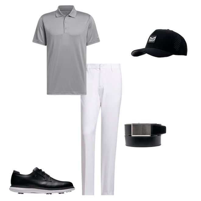 White golf shoes with black pants sales