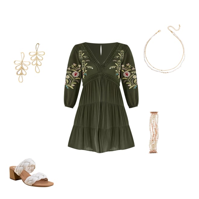 Lessie Flower Embroidered Mini Dress