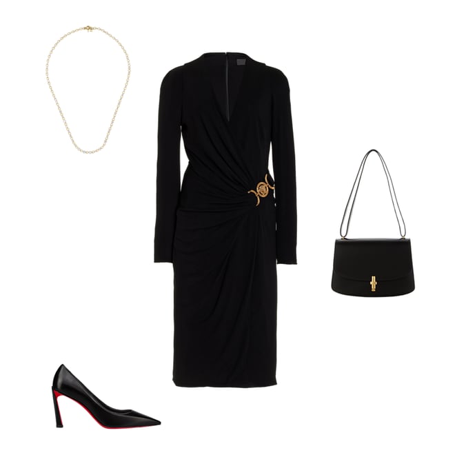 Versace Women's Medusa Fluid Midi Dress in Black