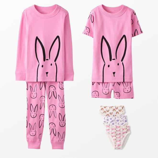 Womens Matching Family Short Sleeve Easter Bunny Cotton Pajamas
