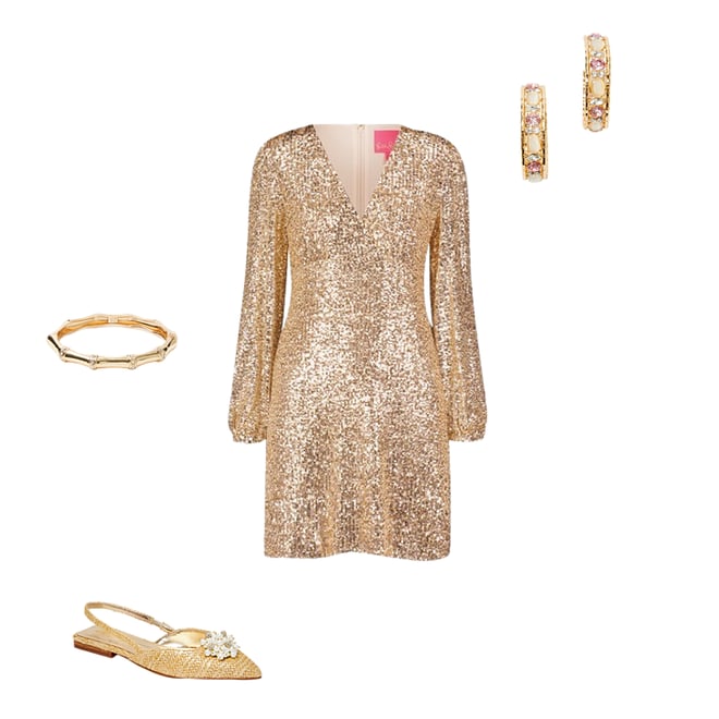 Reagan Fitted Sequin Dress - Gold Metallic Treasure Box Sequin Knit – The  Islands - A Lilly Pulitzer Signature Store