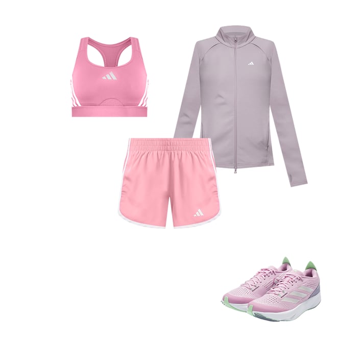 adidas Womens Power React Medium Support Sports Bra - Pink
