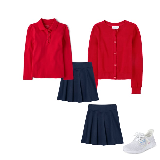 6th bundle featuring 3 items which compliment Girls Uniform Ruffle Pique Polo