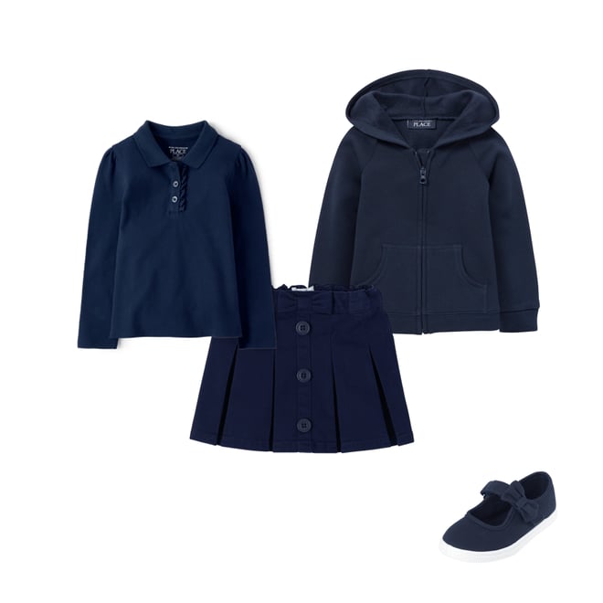 2nd bundle featuring 3 items which compliment Toddler Girls Uniform Button Pleated Skort