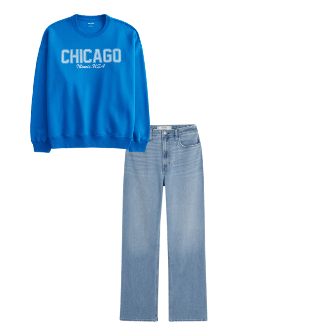 Oversized Chicago Graphic Crew Sweatshirt