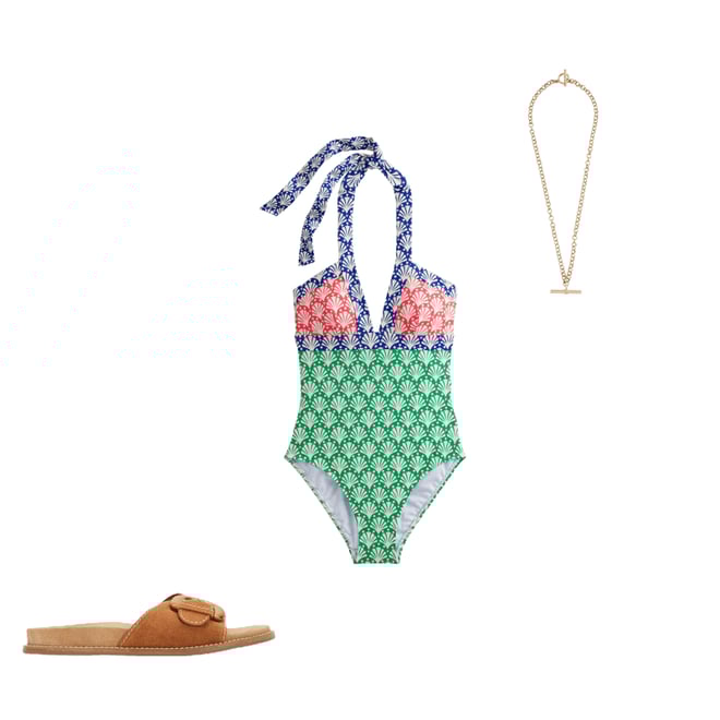 1st bundle featuring 2 items which compliment Ithaca Halter Swimsuit-Green Tambourine, Shells