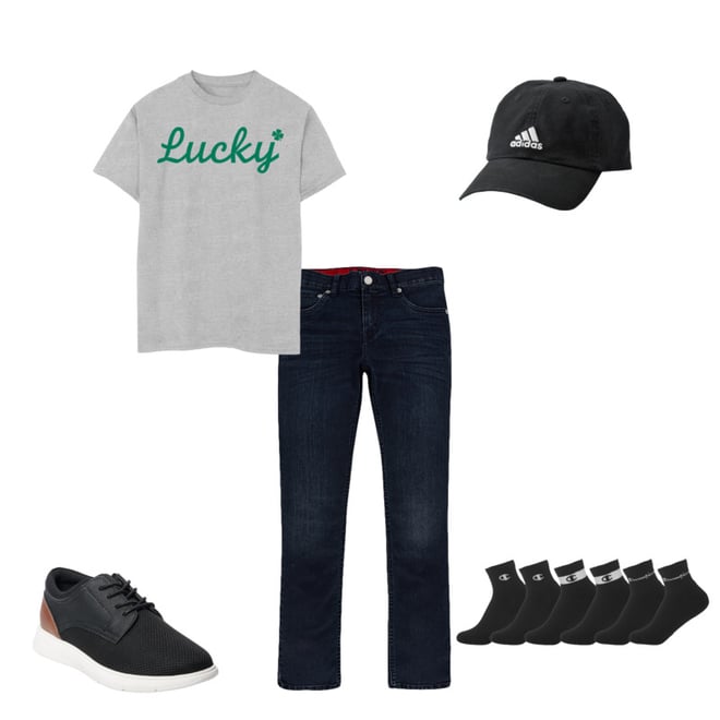 Boys 8 20 Dark Green Cursive Lucky Graphic Tee - dark green adidas shirt roblox