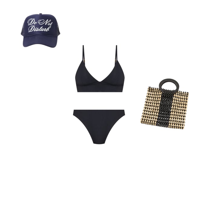 Product | Pointelle Rib Winnie Bikini Top - Black