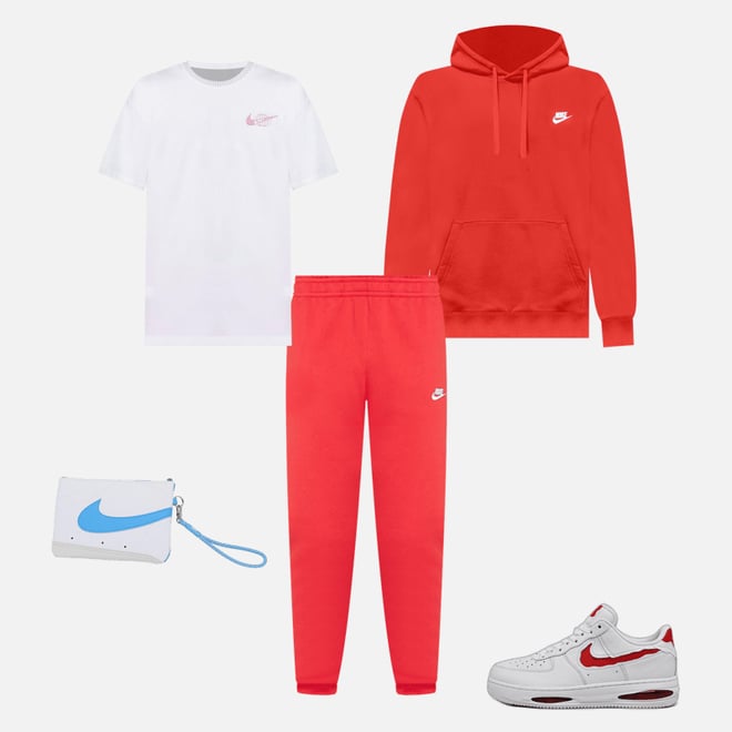 Nike club jersey joggers in red online