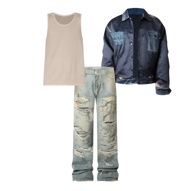 Ultra Baggy Distressed Denim - Vintage Blue | mnml | shop now Ultra Baggy Distressed Denim - Vintage Blue | mnml | shop now