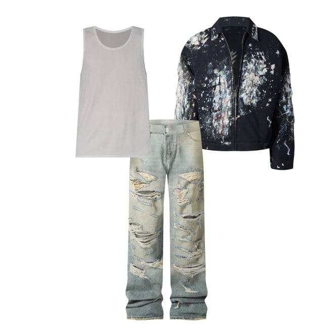 Ultra Baggy Distressed Denim - Vintage Blue | mnml | shop now