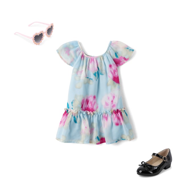 Baby And Toddler Girls Short Flutter Sleeve Floral Chiffon Shift