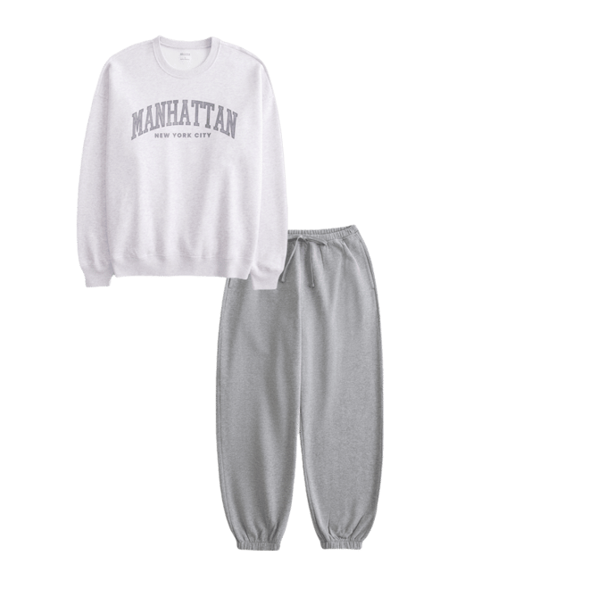 Oversized Manhattan New York Graphic Crew Sweatshirt