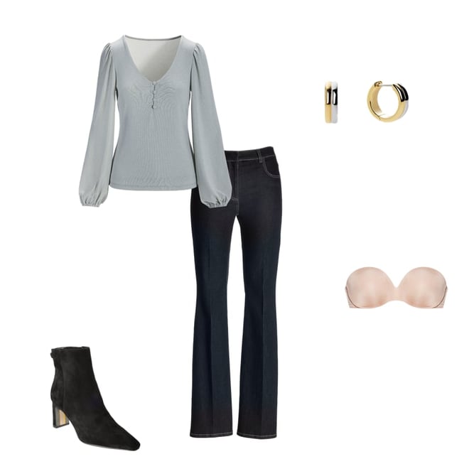 Metallic Henley Knit Top Silver