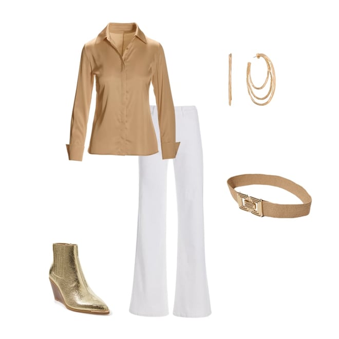 Sophia Button-Up Charmeuse Blouse Pearl