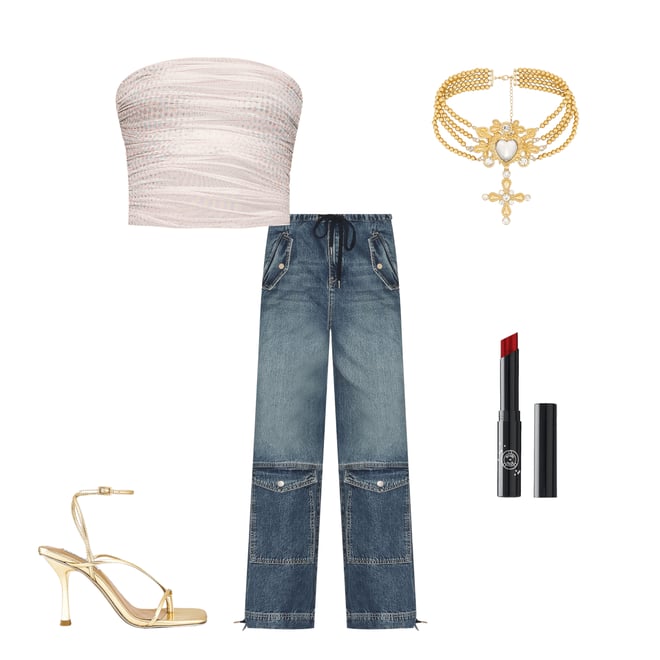3rd bundle featuring 4 items which compliment Alix Wide Leg Drawstring Cargo Jeans