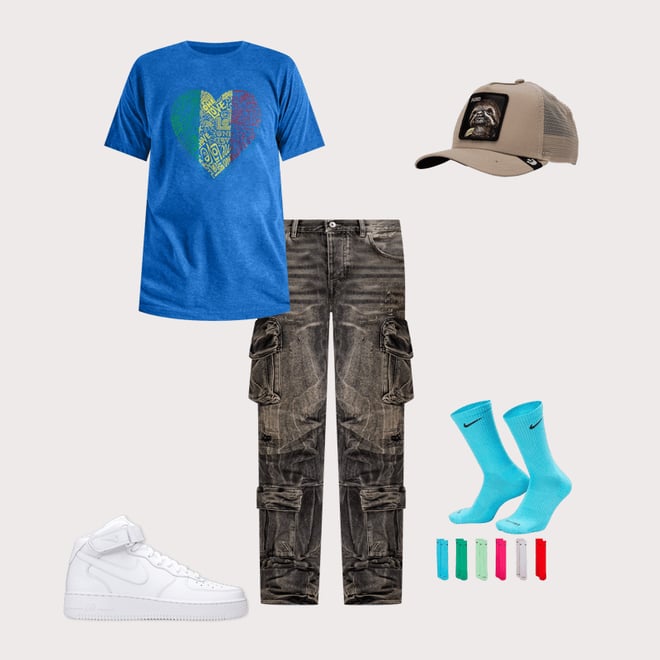 Smoke Rise Stacked Flare Cargo Jeans