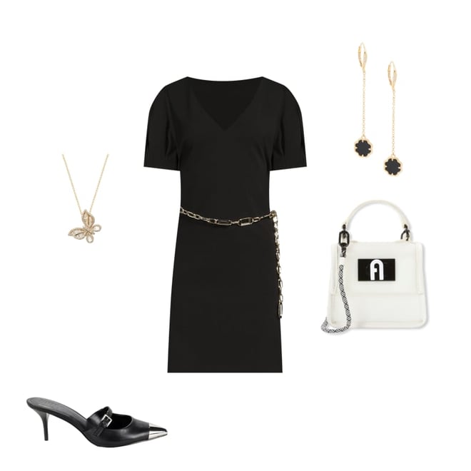 Karl Lagerfeld Paris Puff Sleeve Chain Belted Sheath Dress on SALE | Saks  OFF 5TH