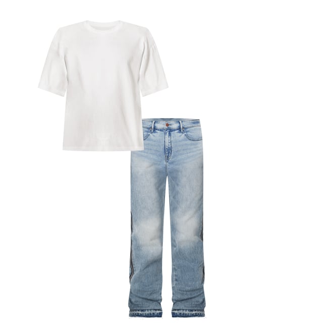D558 Straight Stripe Denim - Blue | mnml | shop now