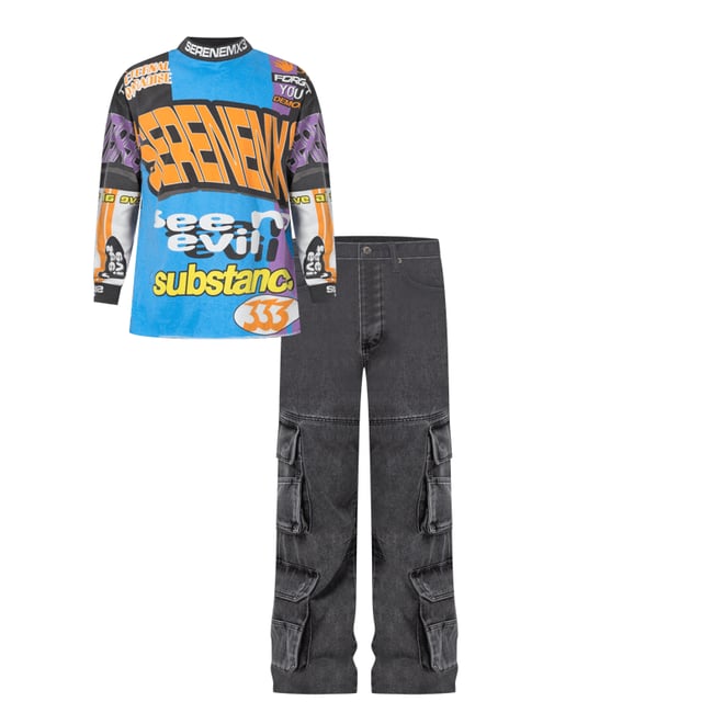 2nd bundle featuring 1 items which compliment Ultra Baggy Skate Cargo Denim - Washed Black