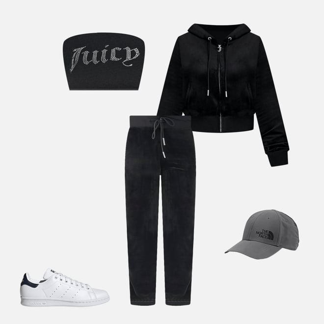 JUICY COUTURE Black OG Big Bling offers Velour Zip up Hoodie + Velour Track Pants