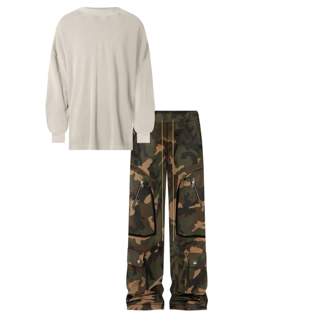 Contrast Taped Cargo Pants - Camo | mnml | shop now