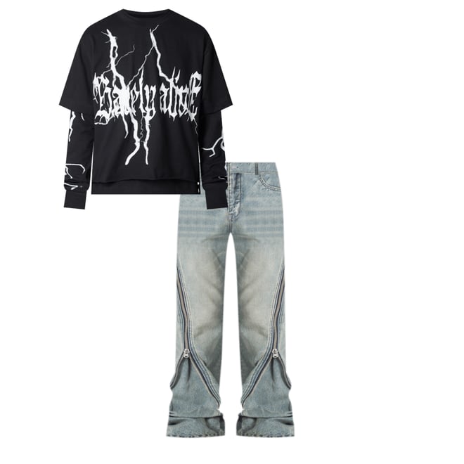 Barely Alive Double Layer Tee - Black | mnml | shop now