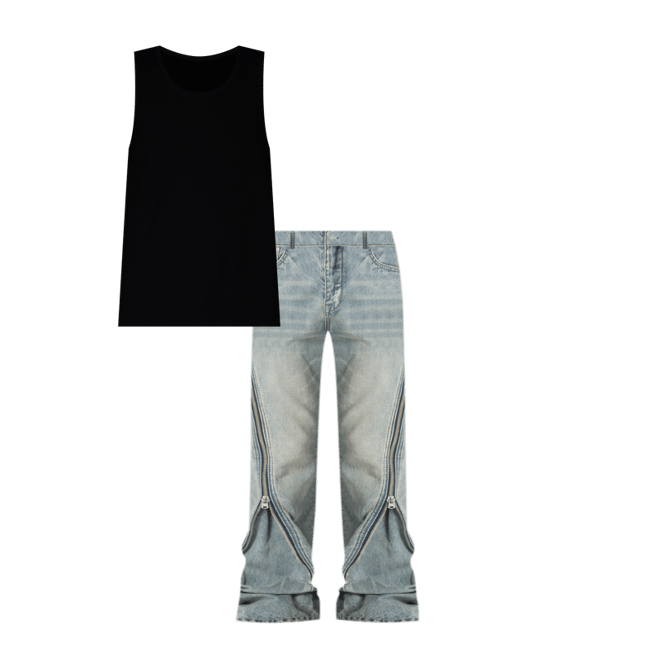 D519 Zipper Flare Denim - Vintage Blue | mnml | shop now