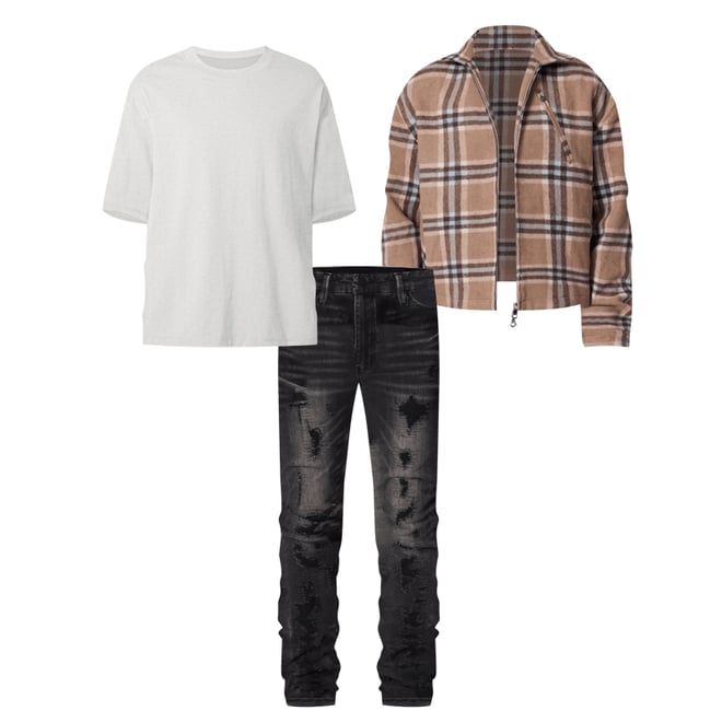 Plaid Flannel Front Zip Jacket - Brown/Cream | mnml | shop now Plaid Flannel Front Zip Jacket - Brown/Cream | mnml | shop now