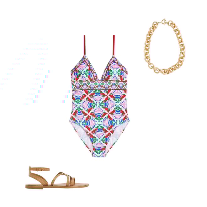 1st bundle featuring 2 items which compliment Kasos String V Neck Swimsuit-Multi, Ornate Thistle
