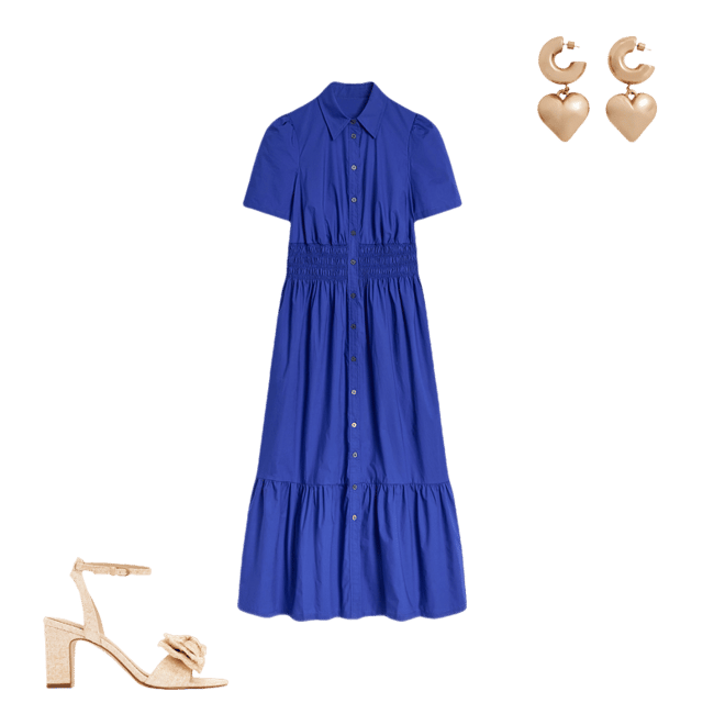 Jane Smocked Shirt Dress-Bright Blue | Boden Global