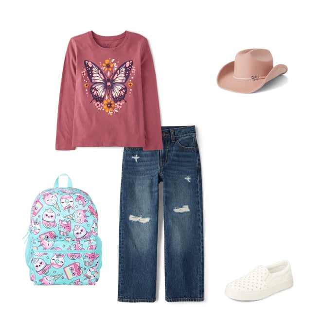 2nd bundle featuring 4 items which compliment Girls Floral Butterfly Graphic Tee