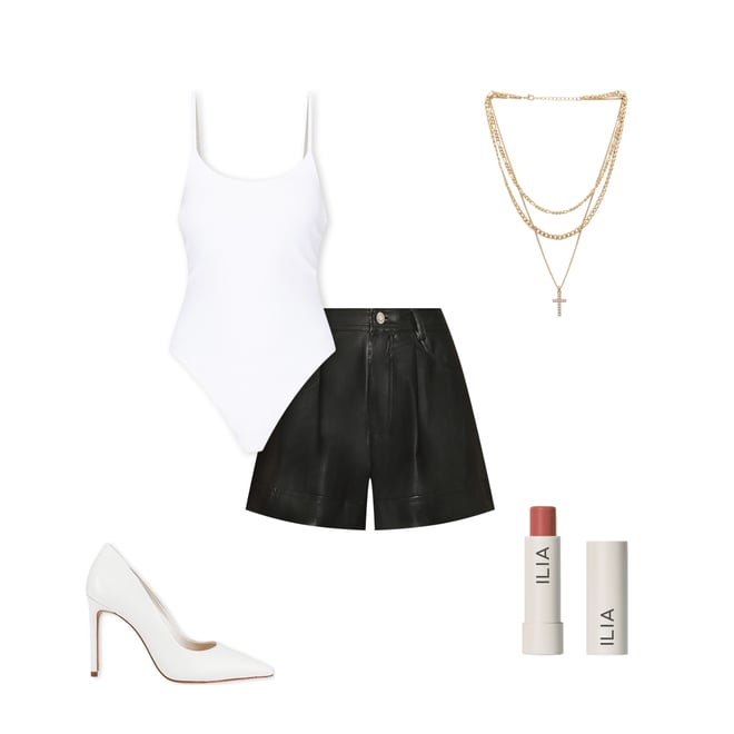 1st bundle featuring 4 items which compliment Faux Leather Cuffed Short