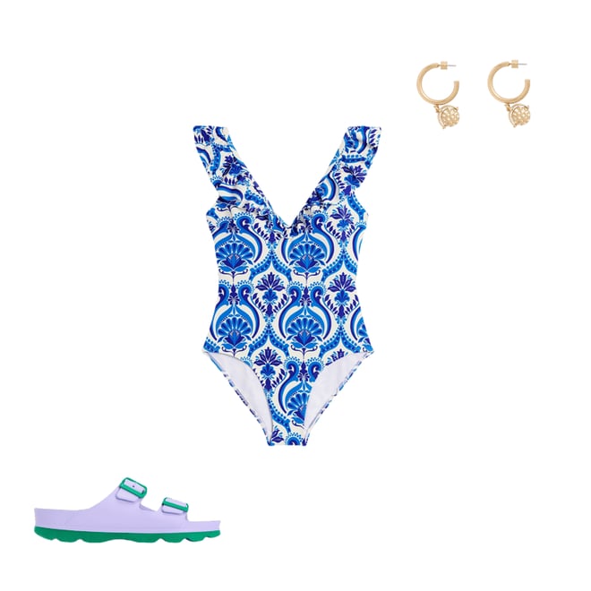 4th bundle featuring 2 items which compliment Evia Ruffle Swimsuit-Blue, Ornamental Floral