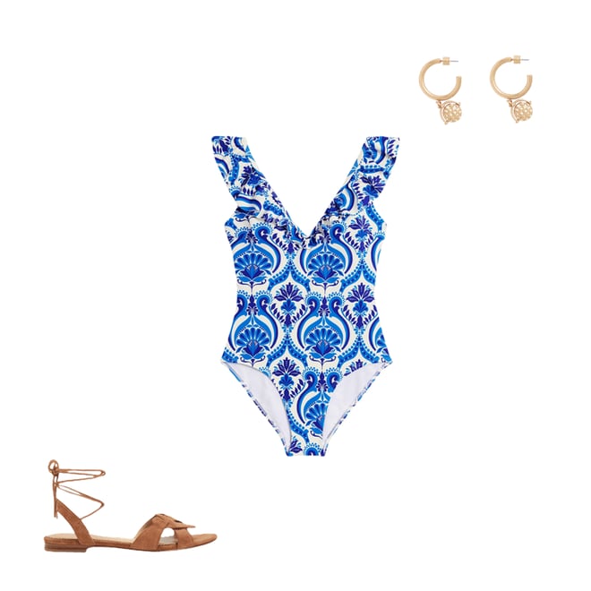 2nd bundle featuring 2 items which compliment Evia Ruffle Swimsuit-Blue, Ornamental Floral