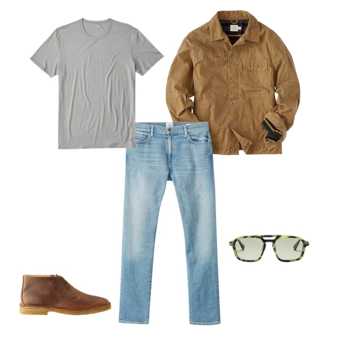 Flint and Tinder Flannel-Lined Waxed Trucker Jacket - Field