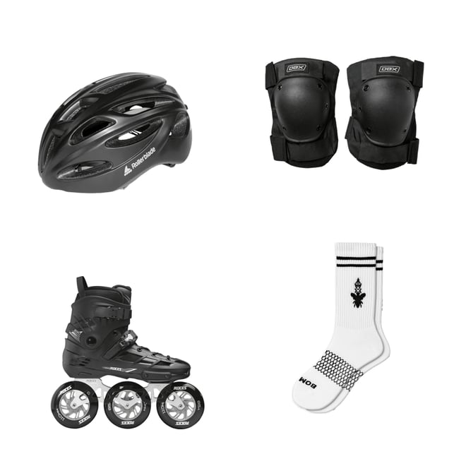 ROCES Men's X35 3X110 TIF Durable Adjustable Maneuverable Outdoor Urban 3 Wheel Freestyle Hard-Boot Inline Racing Skates With Secure Closure System & Invisible Frame,Black/Silver, 8